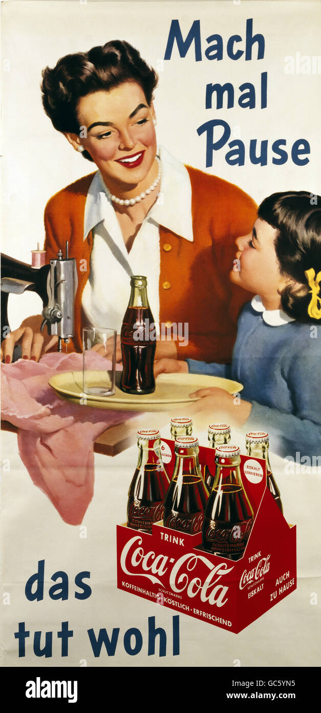 Publicité, boissons, Coca-Cola, affiche, 'faites une pause, qui vous fera bien', 1955, droits supplémentaires-Clearences-non disponible Banque D'Images