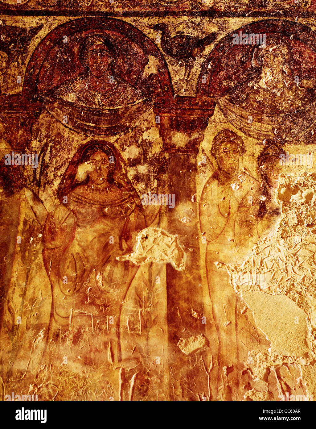 Beaux-arts, Moyen-Âge, des peintures murales, Jordanie, désert château Qasr Amra, fresque, vers 700 AD, Banque D'Images