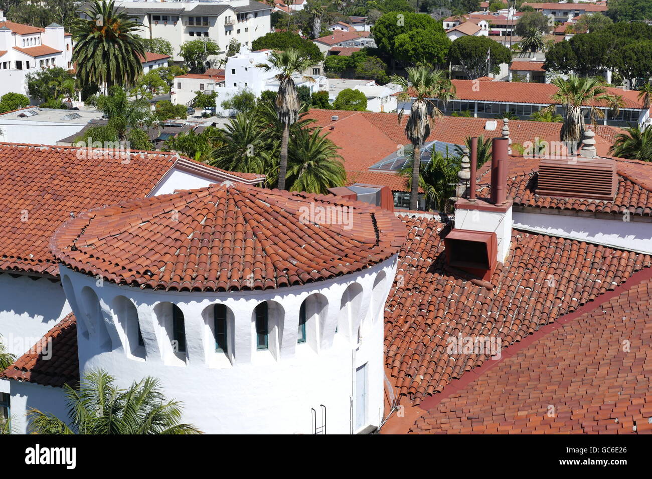 Beaux paysages de l'antenne vu de Santa Barbara County Courthouse, Californie Banque D'Images