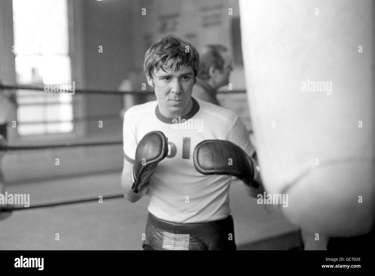 Boxe - super-légers - John H. Stracey - Formation - Gymnase Royal Oak Banque D'Images