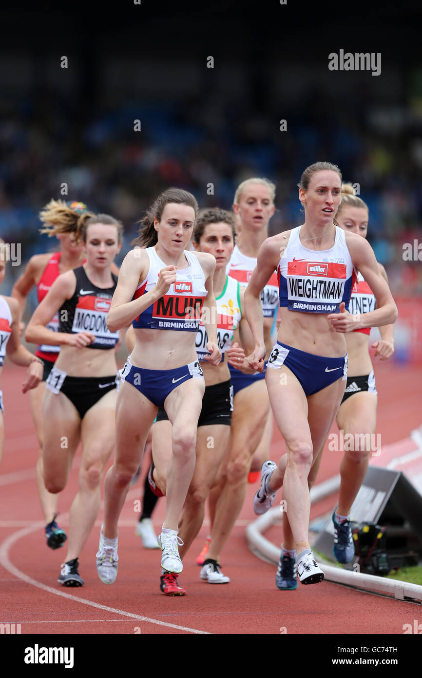 Charlene Thomas, Laura MUIR, Laura WEIGHTMAN & Sarah MCDONALD, 1500m - femmes, Finale 2016 Championnat Britannique Alexander Stadium, Birmingham UK. Banque D'Images