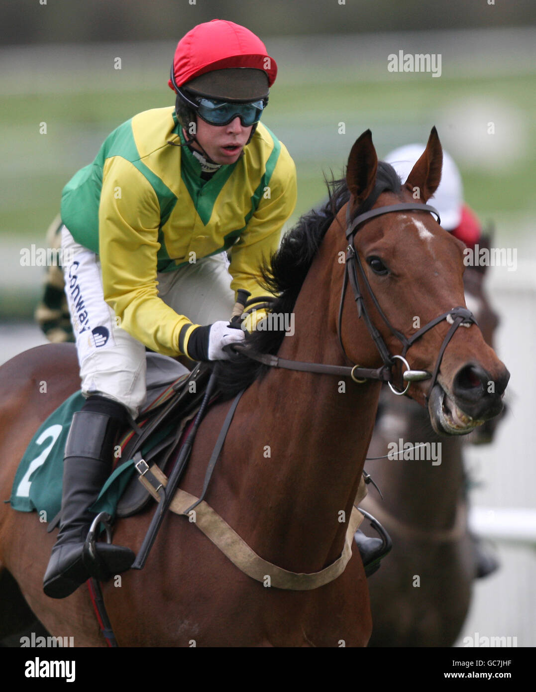 Courses hippiques - The Open - Day One - Cheltenham Racecourse. Jockey Andrew Lynch circonscription desserrer ma charge. Banque D'Images