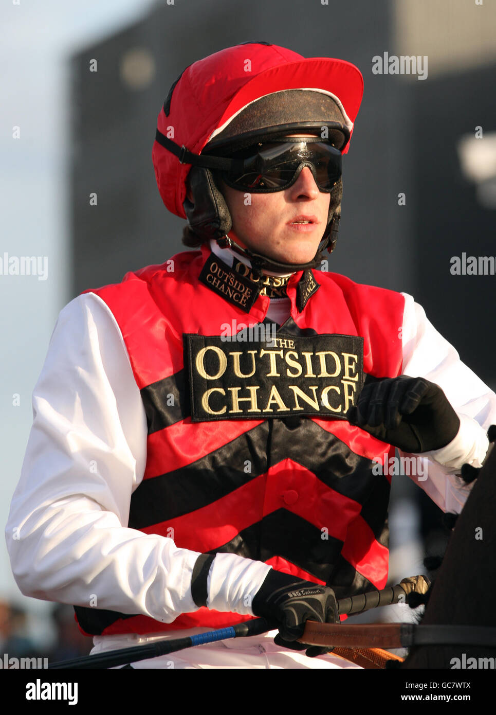 Courses hippiques - le Festival d'hiver - Hippodrome de Newbury. M. James Banks, Jockey Banque D'Images