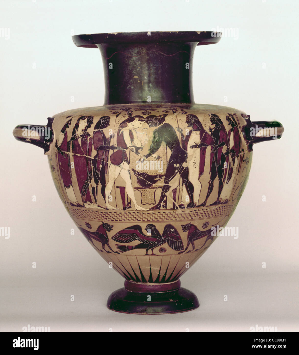 Beaux-arts, antiquité, Grèce, de l'artisanat / artisanat, navire, hydra, 'Pélée wrestling avec Atalanta", vers 540 avant J.-C., la céramique, la collection nationale des antiquités, Munich, Allemagne, Banque D'Images