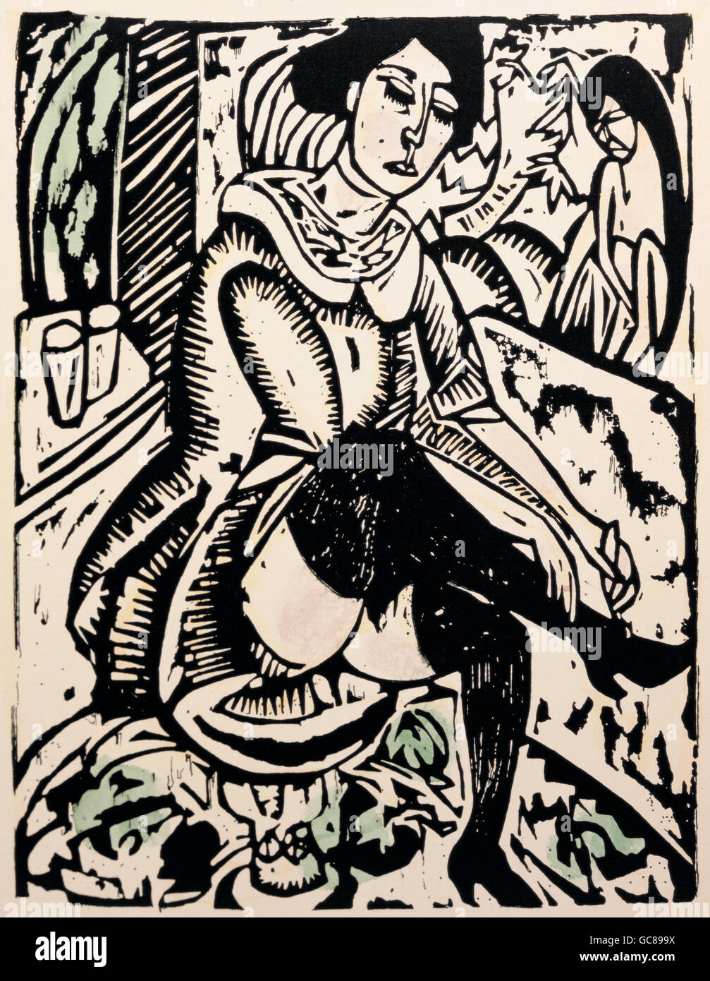 Das Maedchen mit dem Schuhknoepfer par Ernst Ludwig Kirchner, 1912 Banque D'Images