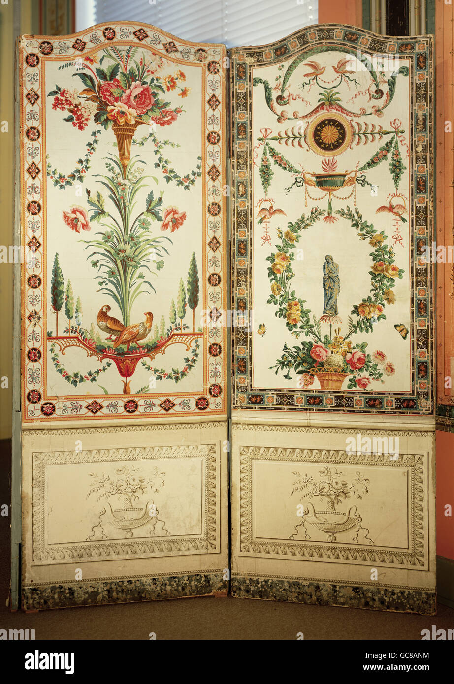Beaux-arts, papier peint, papier peint, avec écran rabattable fabrication Revillion, Paris, vers 1780, l'Allemand Tapetenmuseum, Kassel Banque D'Images