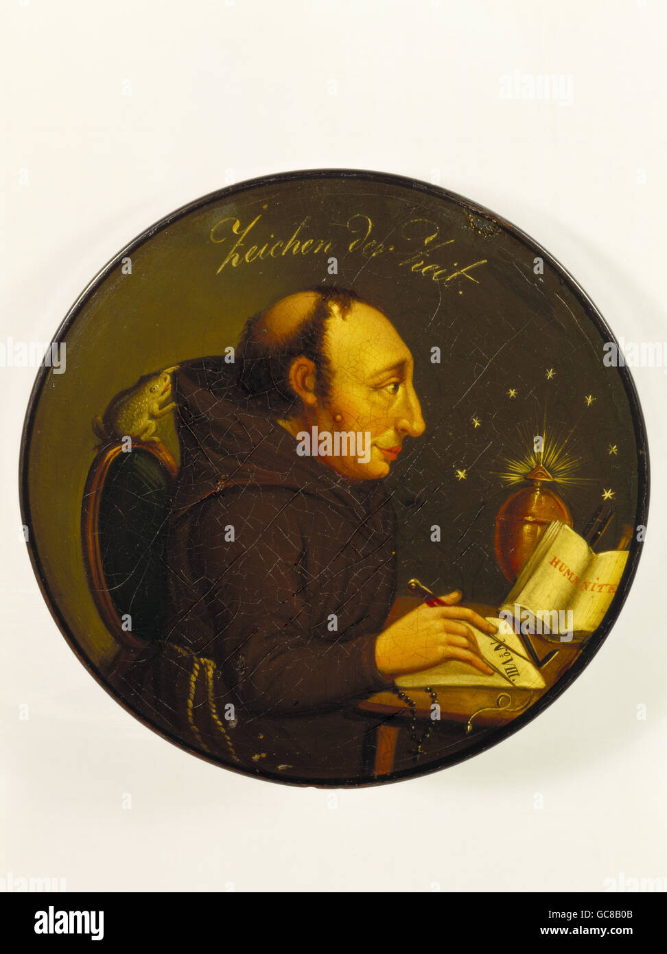 Tabac, pipes, boîte à tabac, cap, 'le règne de l'époque', satire sur la monocagoule, peinture laque sur la machine à papier, Stobwasser, Brunswick, vers 1800, collection privée, , droits additionnels-Clearences-non disponible Banque D'Images