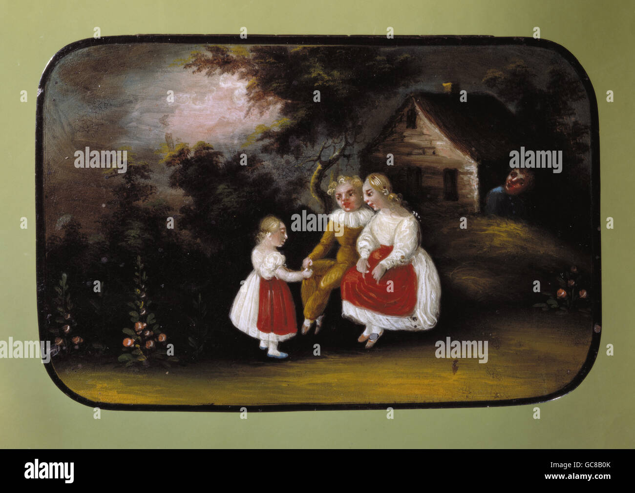 Tabac, pipes, boîte à tabac, chapeau, enfants, peinture laque sur papier-maché, Berlin, vers 1820, collection privée, , droits additionnels-Clearences-non disponible Banque D'Images