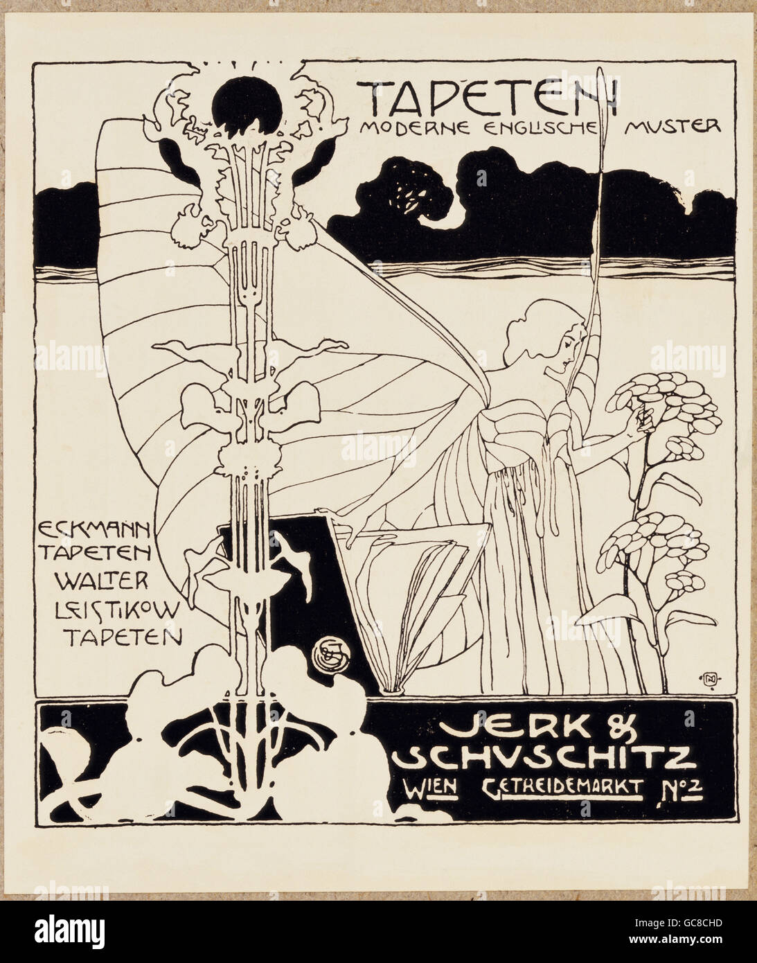 Publicité, publicités, publicité pour une boutique de papier peint, publié dans la revue 'Ver sacrum', Vienne, Autriche, vers 1900, collection privée, droits additionnels-Clearences-non disponible Banque D'Images