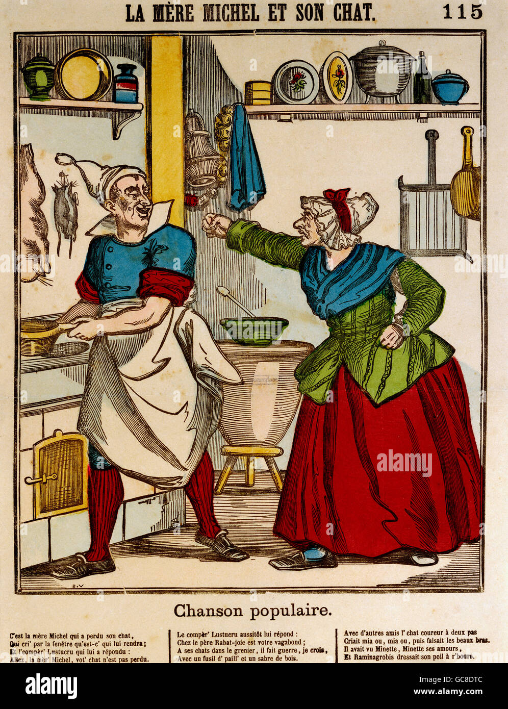 Les Gens Caricature Grand Mere Michel Et Son Chat Coupe De Bois Pellerin Epinal Vers 1840 Droits Additionnels Clearences Non Disponible Photo Stock Alamy