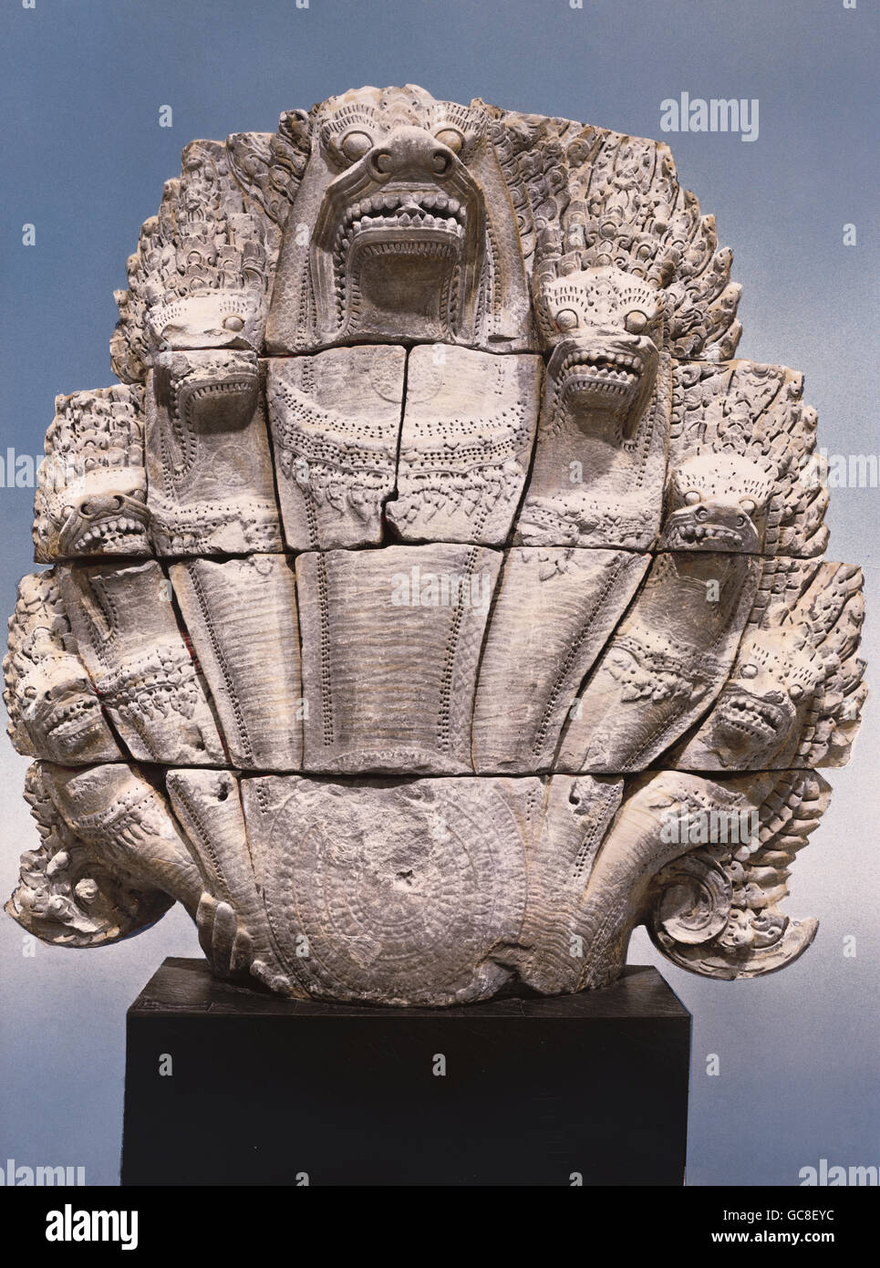 Beaux-arts, Cambodge, sculpture, sept-heades king snake, Angkor rayonne, khmer, fin du 12e siècle, musée Guimet, Paris, Banque D'Images