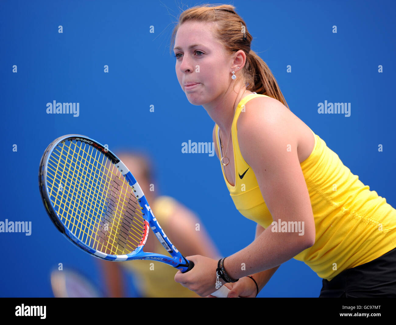 Les pairs de Sally en Australie pendant ses doubles correspondent à ceux de la Grande-Bretagne Laura Robson contre Jill Craybas et Abigail Spears des États-Unis Banque D'Images