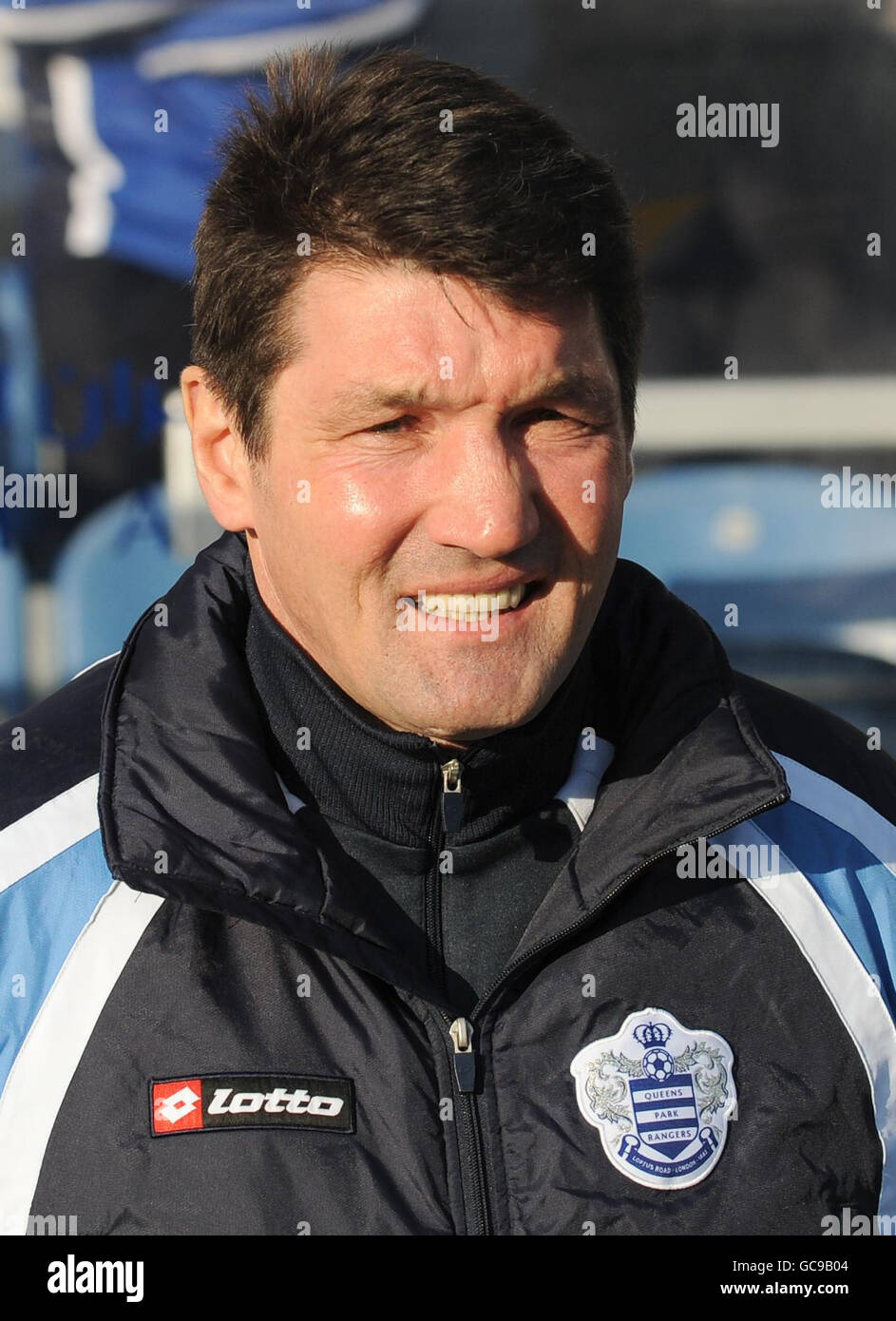 Football - Championnat de la ligue de football Coca-Cola - Queens Park Rangers v Scunthorpe United - Loftus Road.Mick Harford, responsable QPR, lors du match de championnat Coca-Cola à Loftus Road, Londres. Banque D'Images