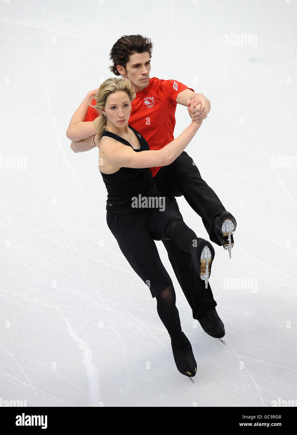 Sinead et John Kerr en Grande-Bretagne pendant leur séance d'entraînement au Pacfic Coliseum, à Vancouver. Banque D'Images
