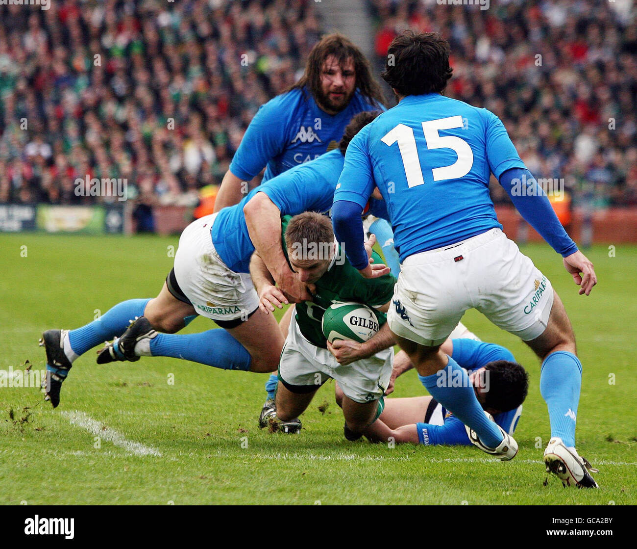 Rugby Union - RBS 6 Nations Championship 2010 - Irlande / Italie - Croke Park.Thomas O'Leary, de l'Irlande, a fait un essai lors du match des RBS 6 Nations à Croke Park, Dublin. Banque D'Images