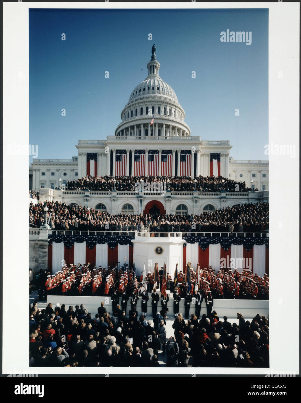 Long View de la United States Capitol lors de l'inauguration cérémonie pour le président William J. Clinton. Banque D'Images