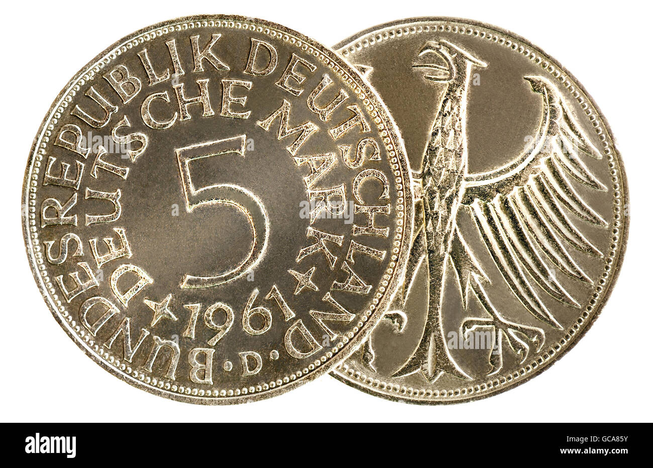 Monnaie / finances, pièces, Allemagne, pièce de 5-Mark, pièce avec un alliage de cuivre d'argent, lieu de minting: D Munich, Allemagne, 1961, droits additionnels-Clearences-non disponible Banque D'Images