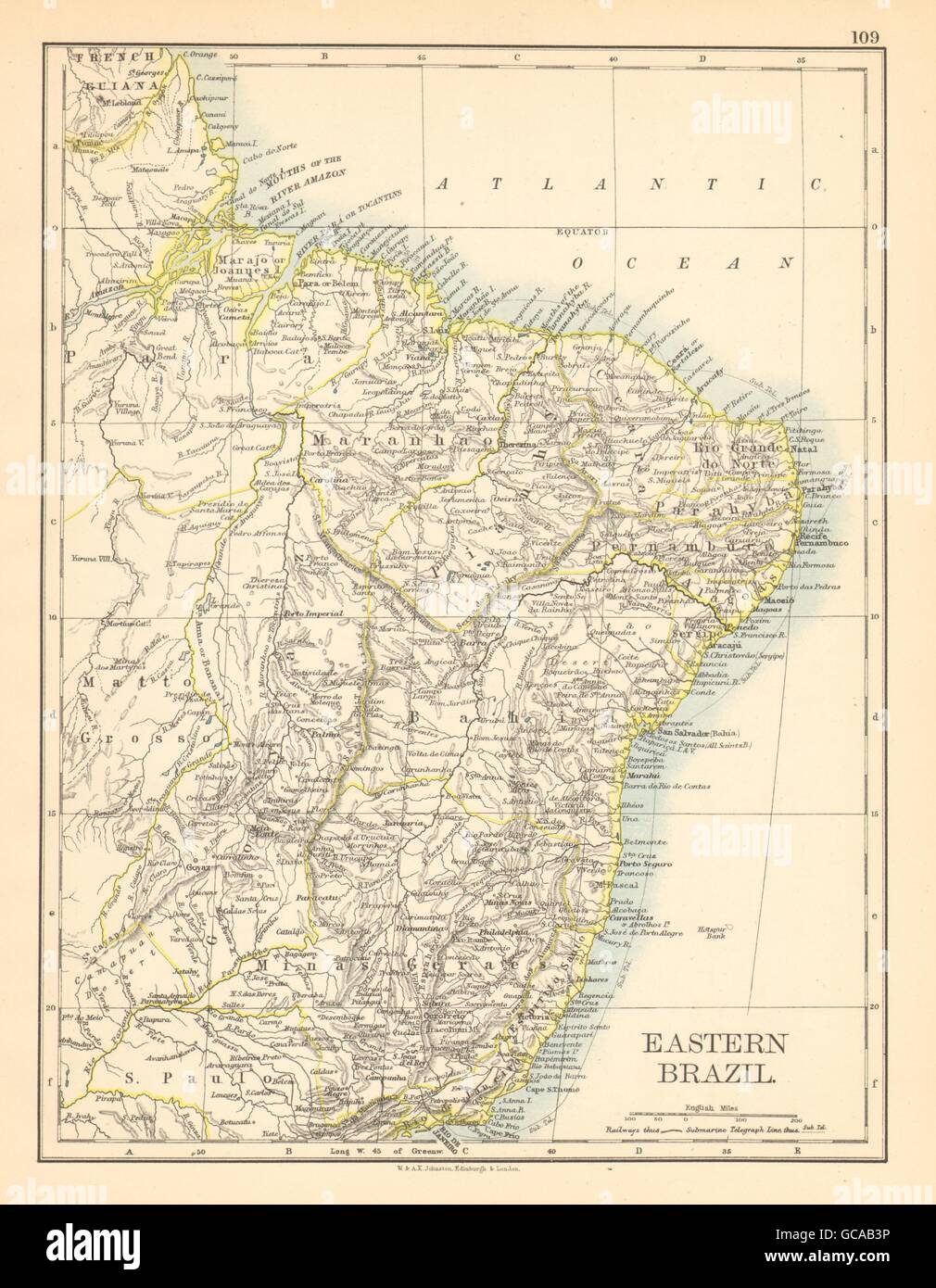 L'EST DU BRÉSIL. Bahia Minas Gerais Pernambuco. Marabhao JOHNSTON, 1897 Ancien site Banque D'Images