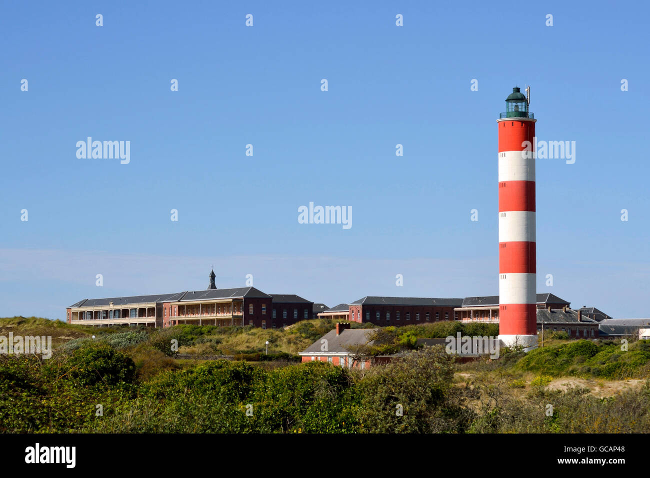 Berck-sur-mer Phare et de l'hôpital maritime (France) Banque D'Images