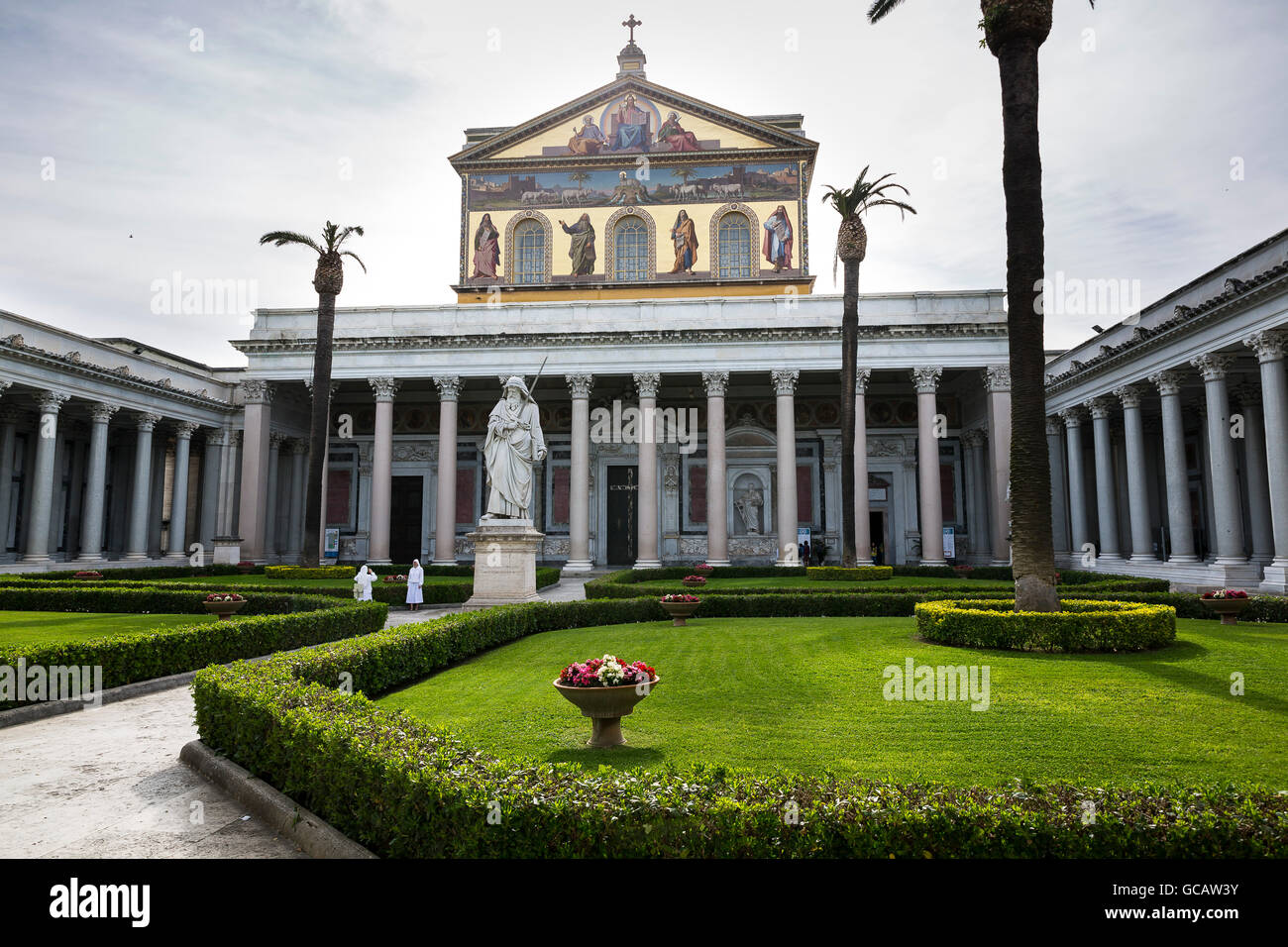 Vue extérieure Basilica di San Paolo Fuori le Mura. Rome, Italie Banque D'Images
