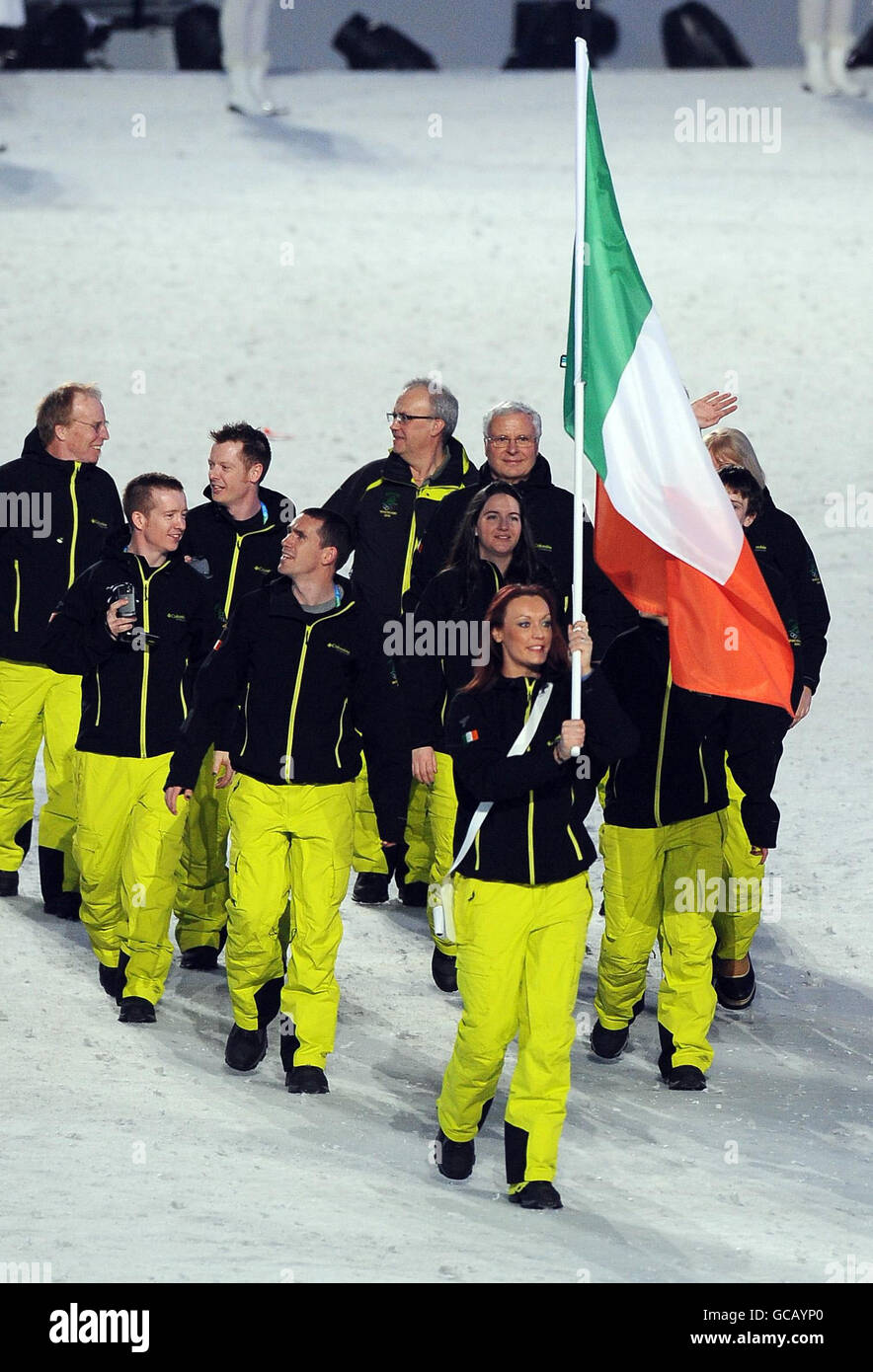 Jeux olympiques d'hiver - Jeux olympiques d'hiver de 2010 Vancouver - cérémonie d'ouverture.Membres de l'équipe d'Irlande lors de la cérémonie d'ouverture des Jeux olympiques d'hiver de 2010 à BC place, Vancouver, Canada. Banque D'Images