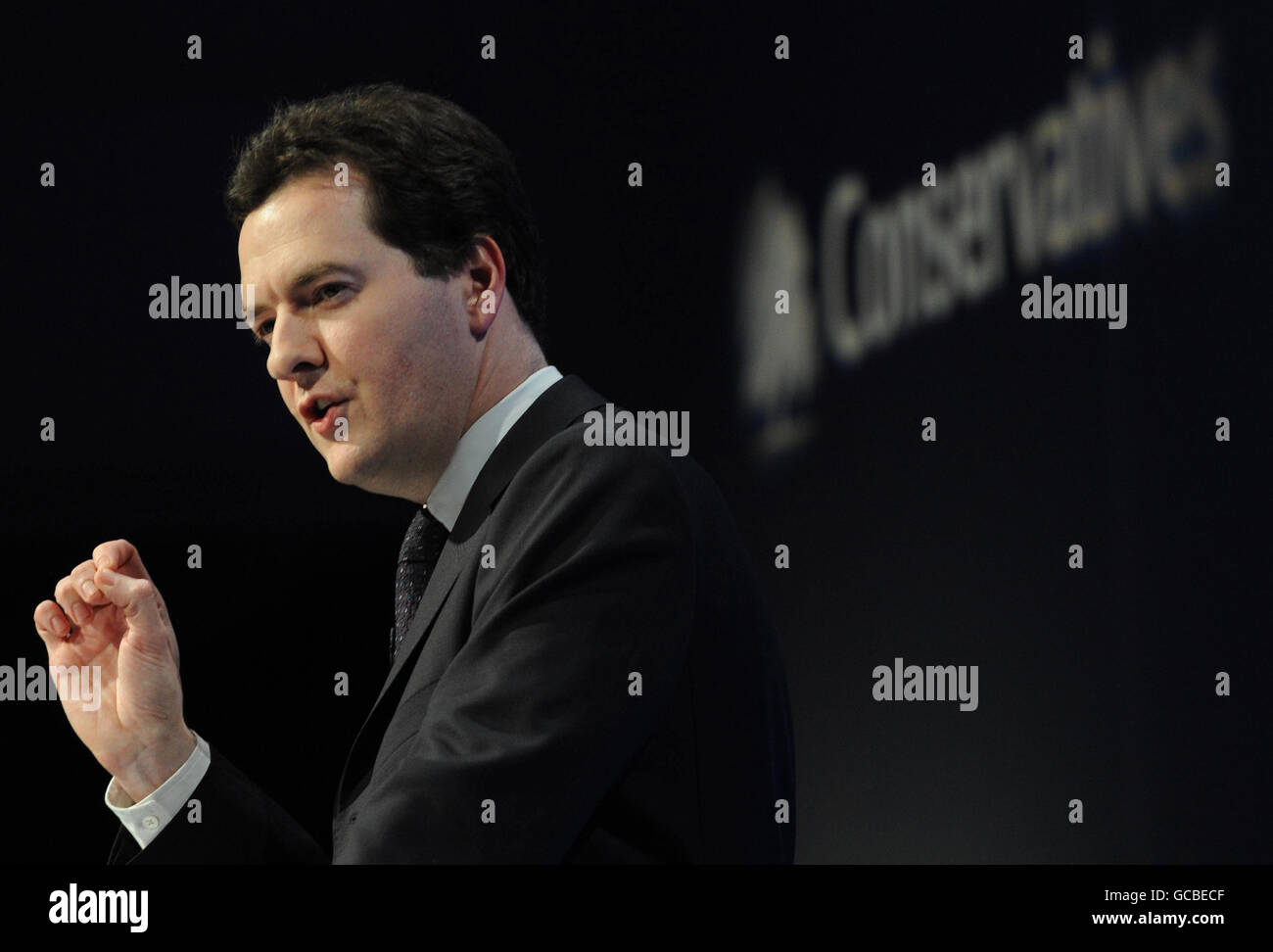 Le chancelier de l’ombre George Osborne s’exprime au printemps du Parti conservateur Conférence à Brighton aujourd'hui Banque D'Images