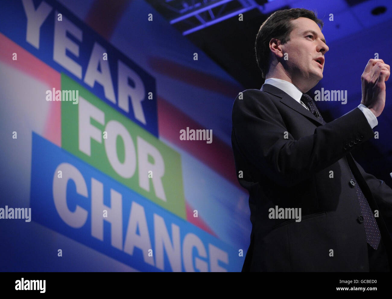 Le chancelier de l’ombre George Osborne s’exprime au printemps du Parti conservateur Conférence à Brighton aujourd'hui Banque D'Images