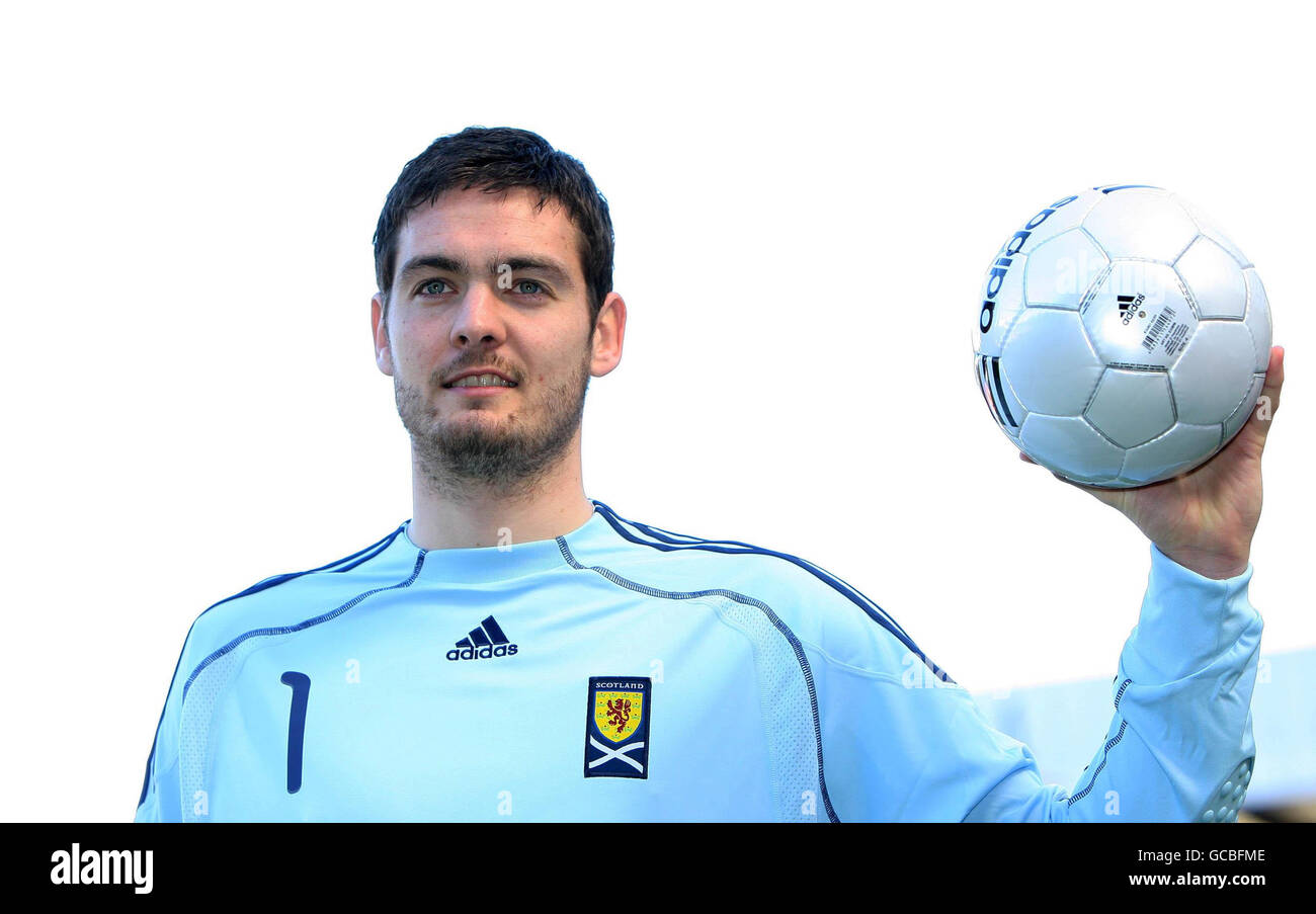 Craig Gordon en Écosse pendant la Scotland Media Day à Hampden Park, Glasgow. Banque D'Images