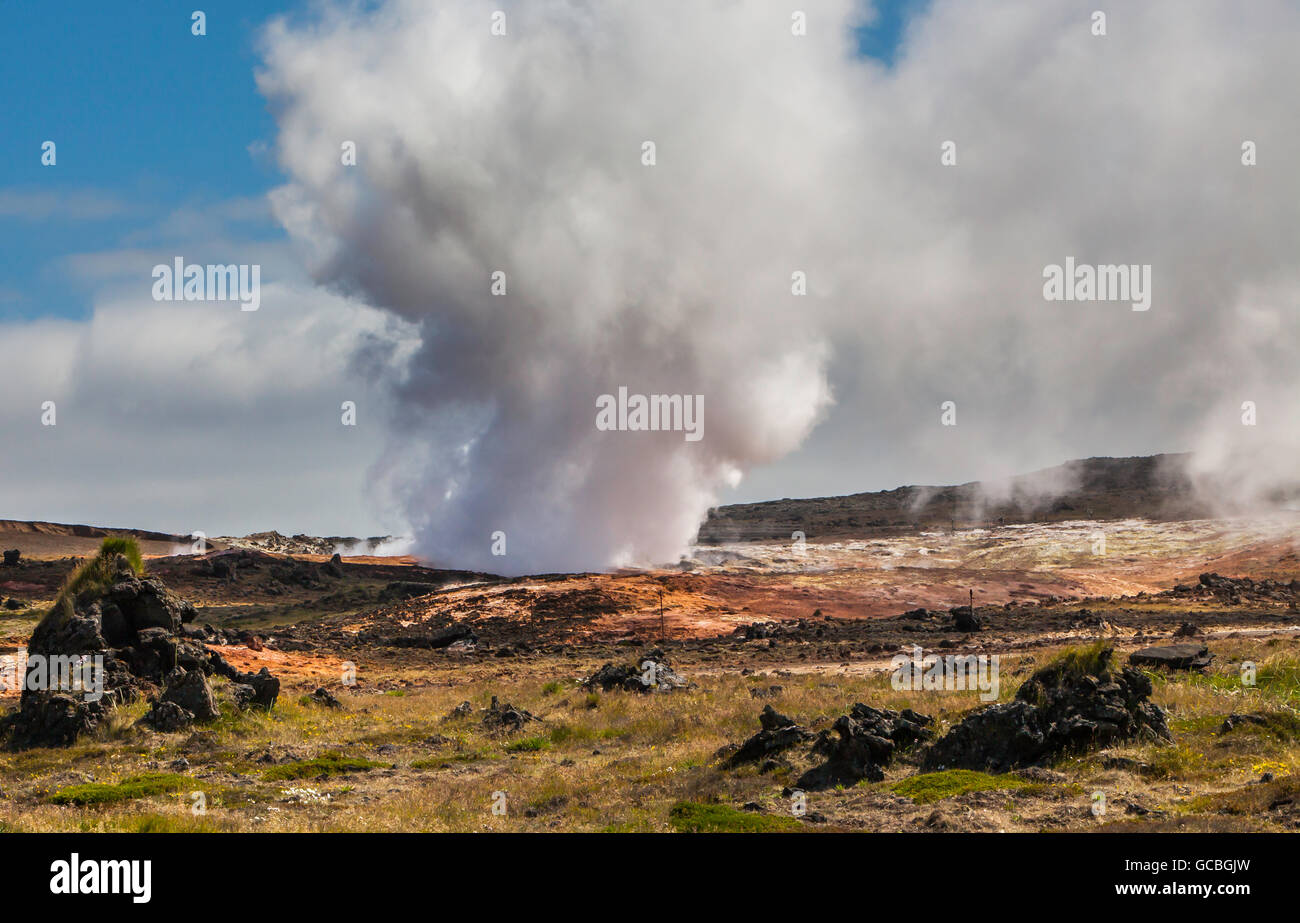Zone géothermique actif dans la partie sud-ouest de l'Islande. Banque D'Images