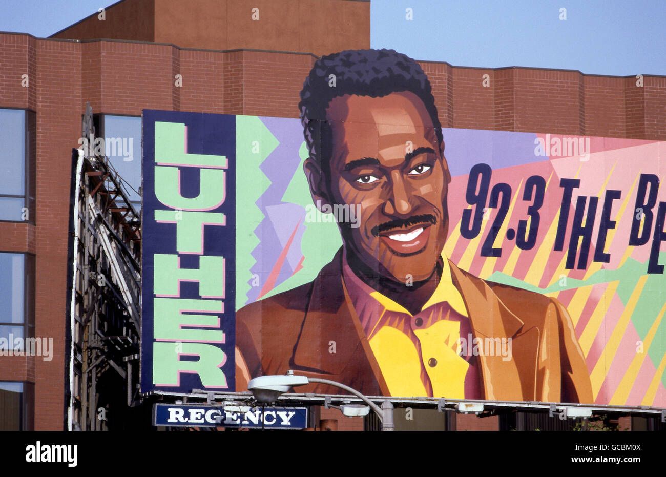 Luther Vandross sur billboard sur le Sunset Strip à Los Angeles, CA Banque D'Images