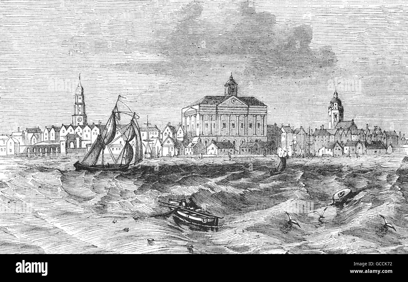 Charleston est la plus ancienne et la deuxième plus grande ville de l'état américain de Caroline du Sud. Il est situé sur le port de Charleston, un bras de l'Océan Atlantique formée par la confluence de l'Ashley Cooper et rivières. Banque D'Images