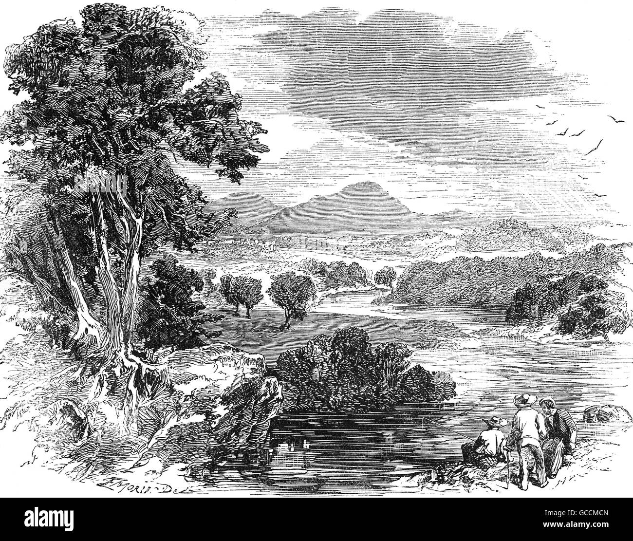 18e siècle Scène de rivière en Amérique du Nord (Europus Creek ?) Banque D'Images