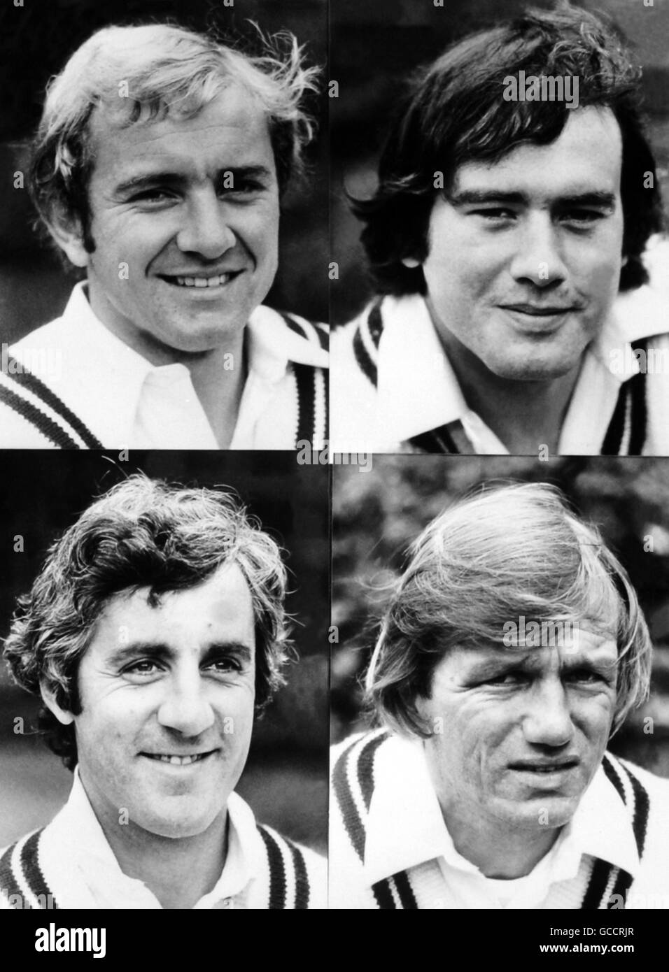 Membres de l'équipe de cricket du comté de Middlesex (en haut à gauche et à droite) Graham Barlow et Tim Lamb, (en bas à gauche et à droite) Mike Brearley et Clive Radley Banque D'Images