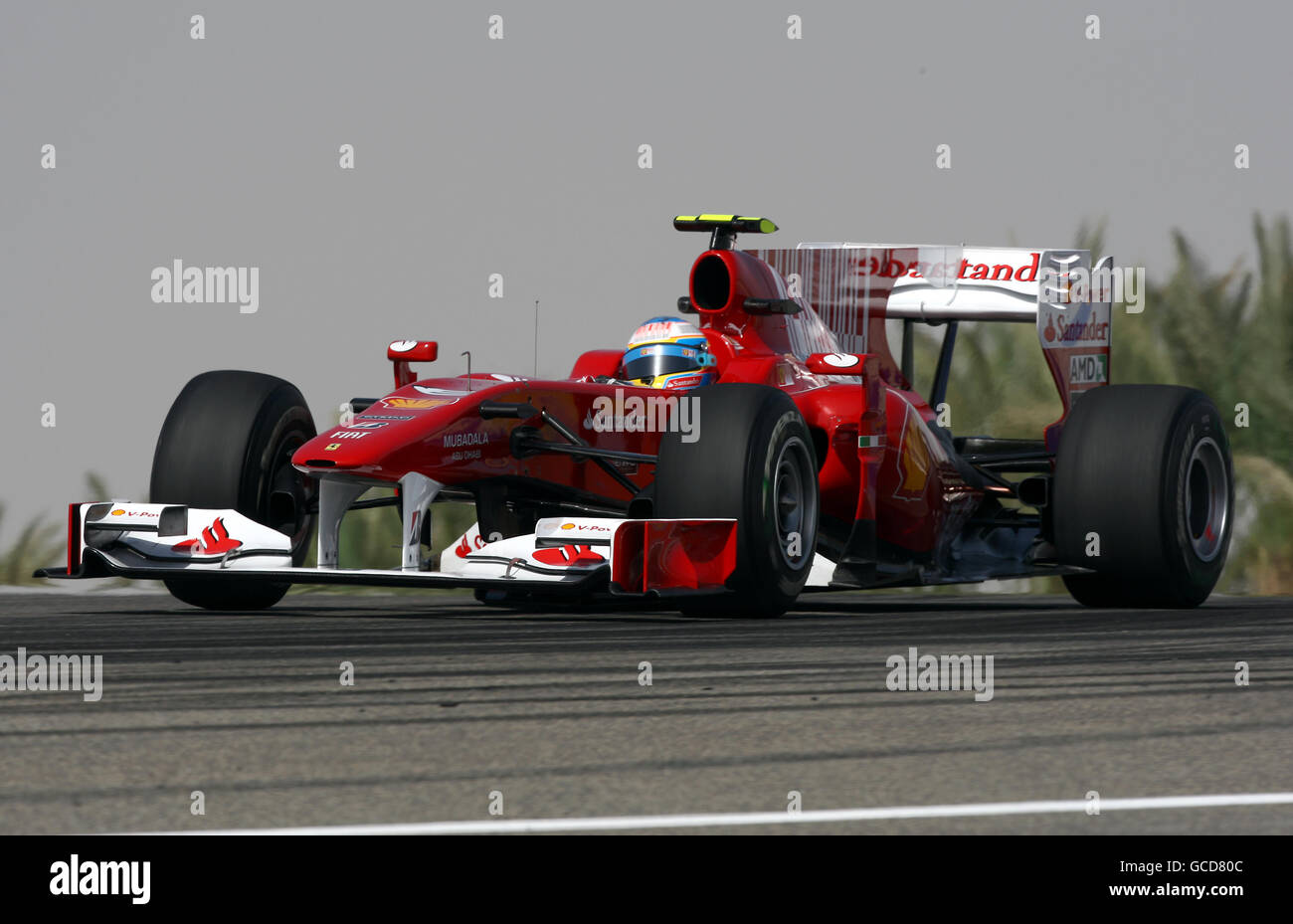 Courses automobiles - Championnat du monde de Formule 1 - Grand Prix de Bahreïn - session de pratique - circuit international de Bahreïn.Fernando Alonso de Ferrari lors de la session d'essais au circuit international de Bahreïn à Sakhir, Bahreïn. Banque D'Images