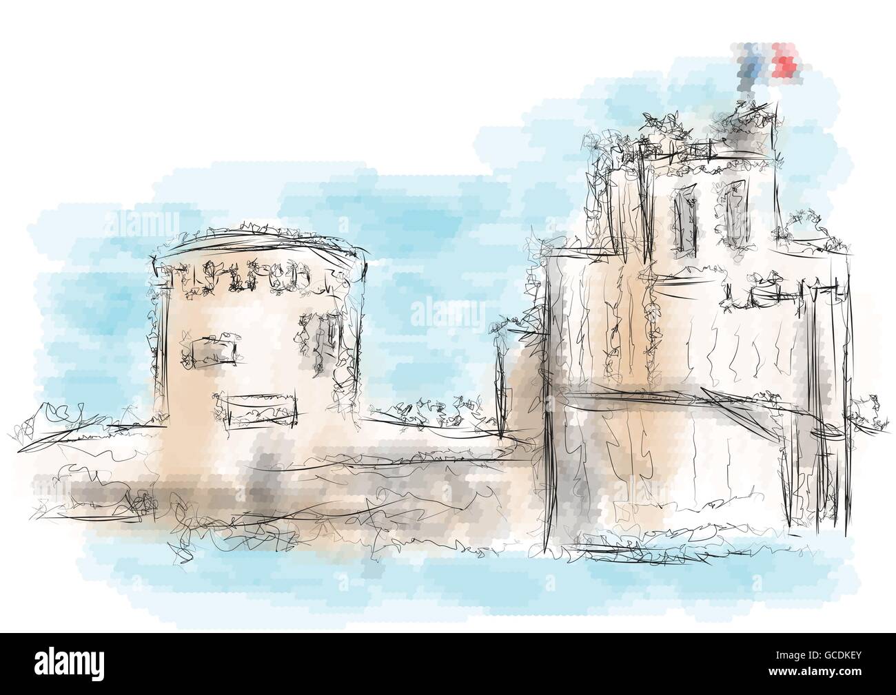 La Rochelle. abstract illustration sur fond multicolore Illustration de Vecteur