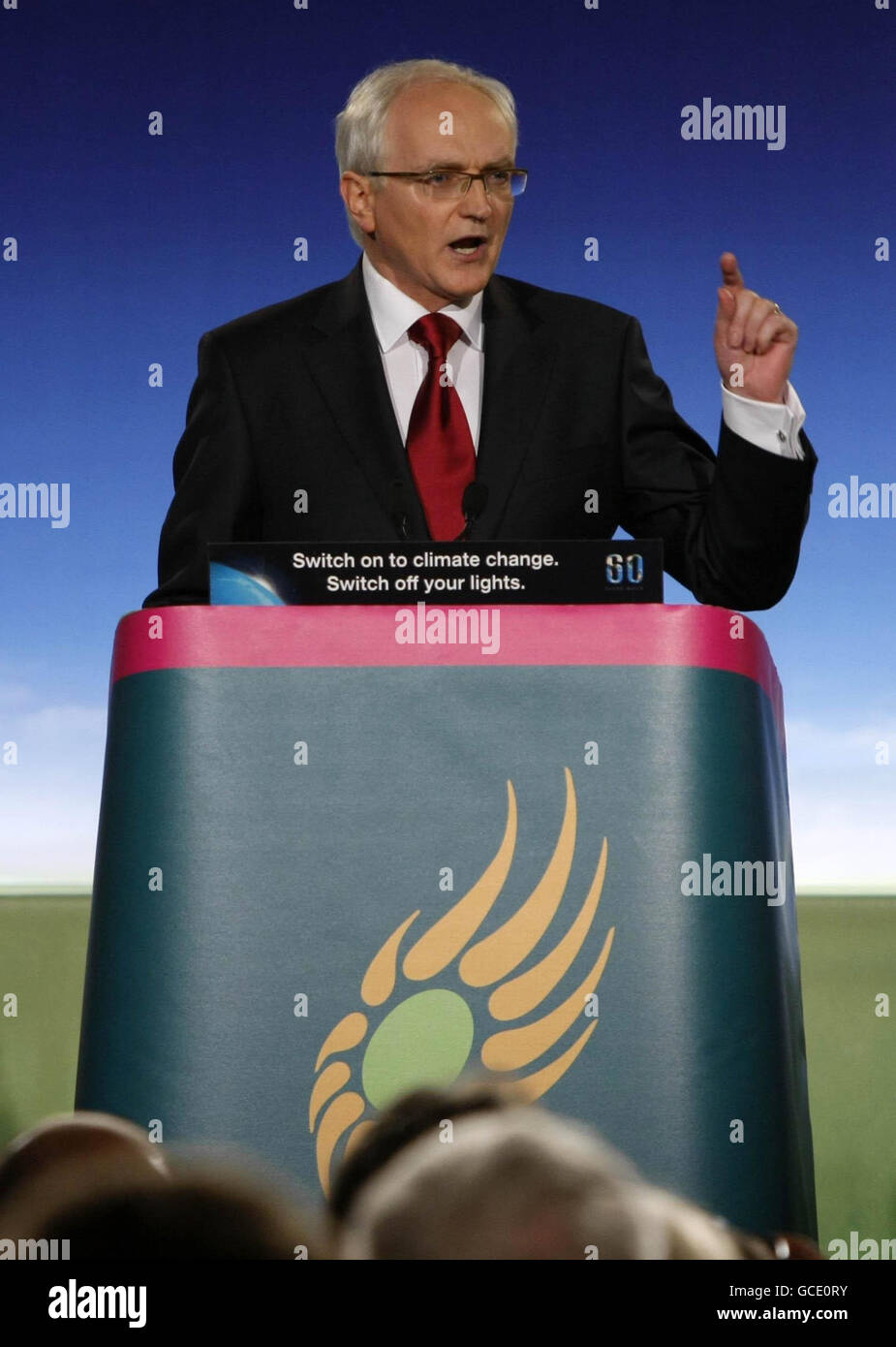 John Gormley, chef du Parti Vert, donne son allocution à la Convention du Parti Vert à l'hôtel Tower à Waterford, en Irlande. Banque D'Images