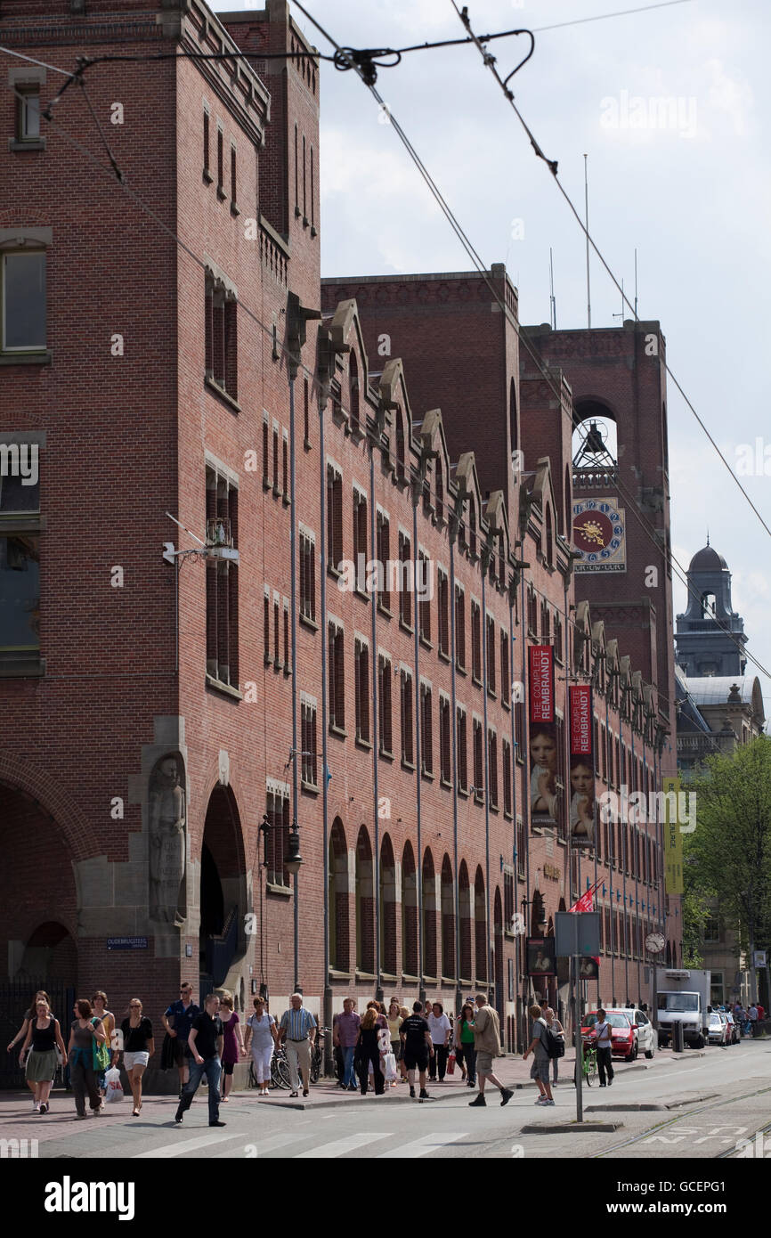 Beurs van Berlage ancien Stock Exchange, la Damrak, Amsterdam, Hollande, Pays-Bas, Europe Banque D'Images