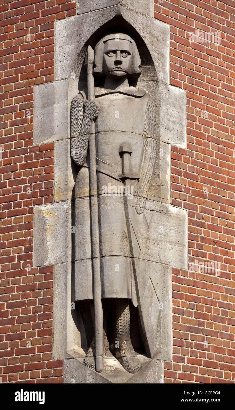 Statue de Gijsbrecht van Amstel, Beurs van Berlage, Amsterdam, Hollande, Pays-Bas, Europe Banque D'Images