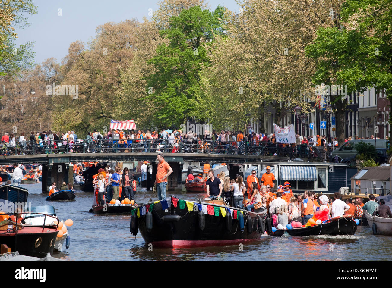 Célébrations du Jour de Queens, 30 avril 2009, Prinsengracht, Amsterdam, Hollande, Pays-Bas, Europe Banque D'Images
