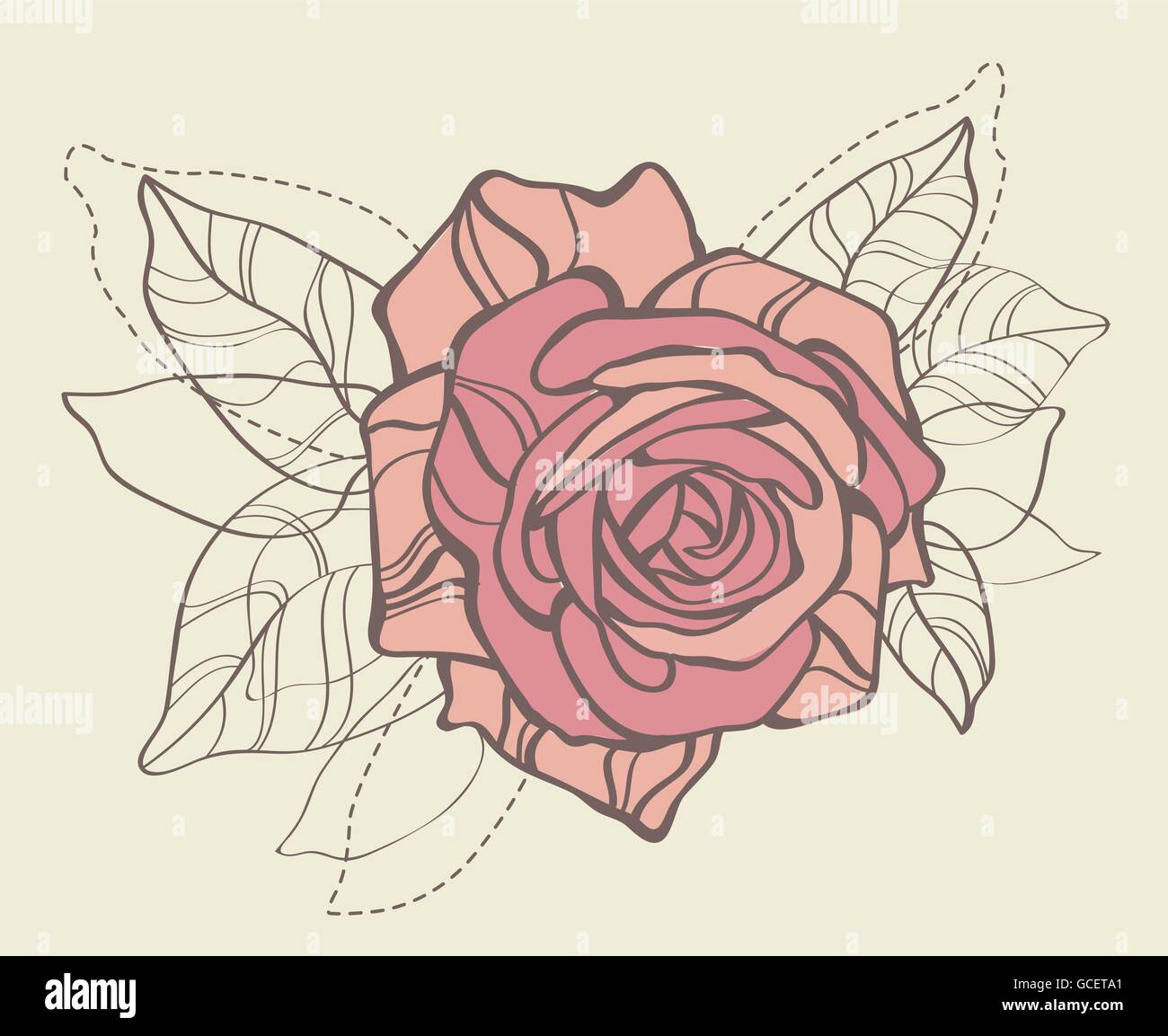 Carte rétro avec rose stylisée Illustration de Vecteur