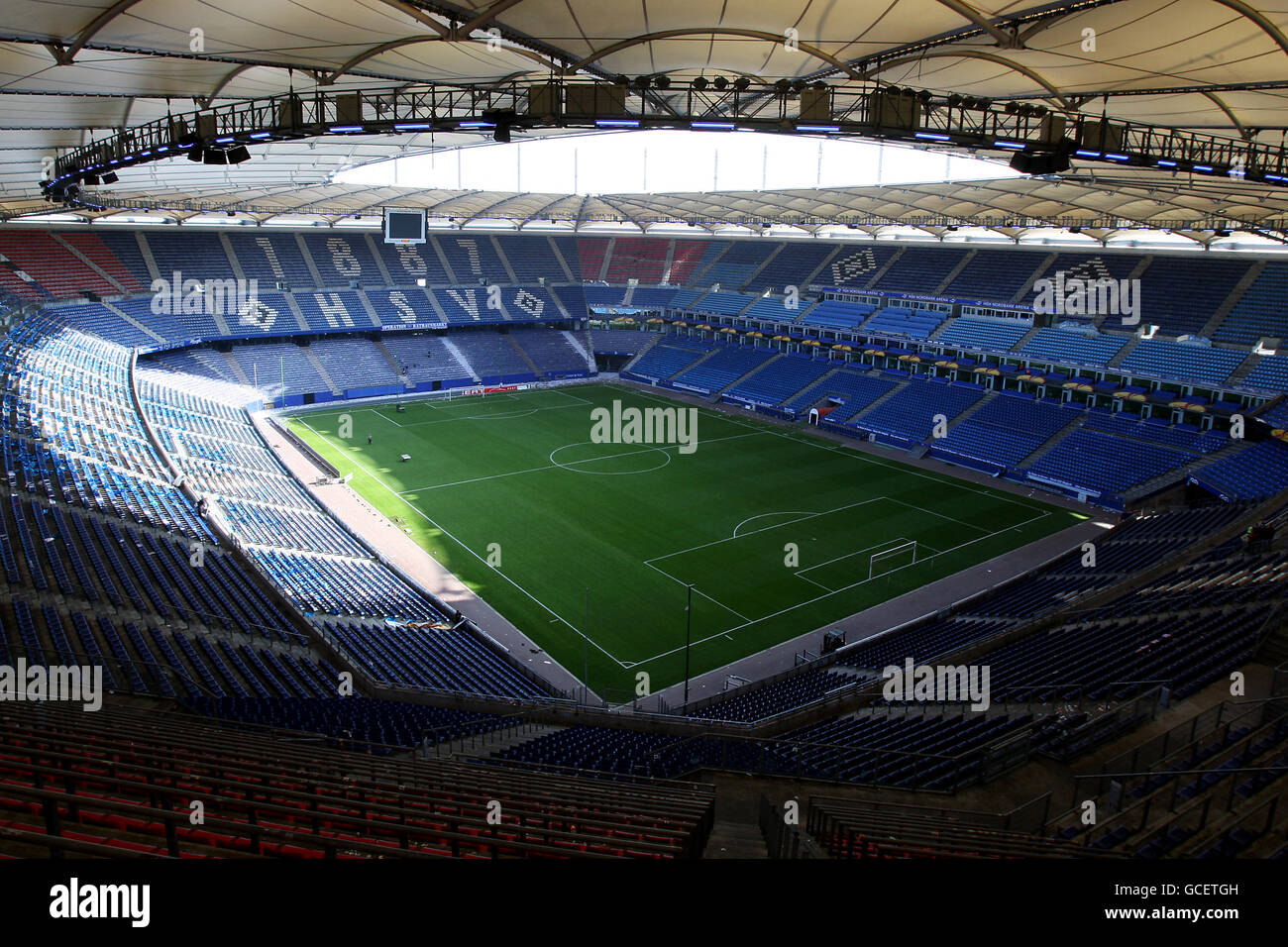 Vue générale de l'intérieur de la HSH Nordbank Arena, stade de Hambourg SV Banque D'Images
