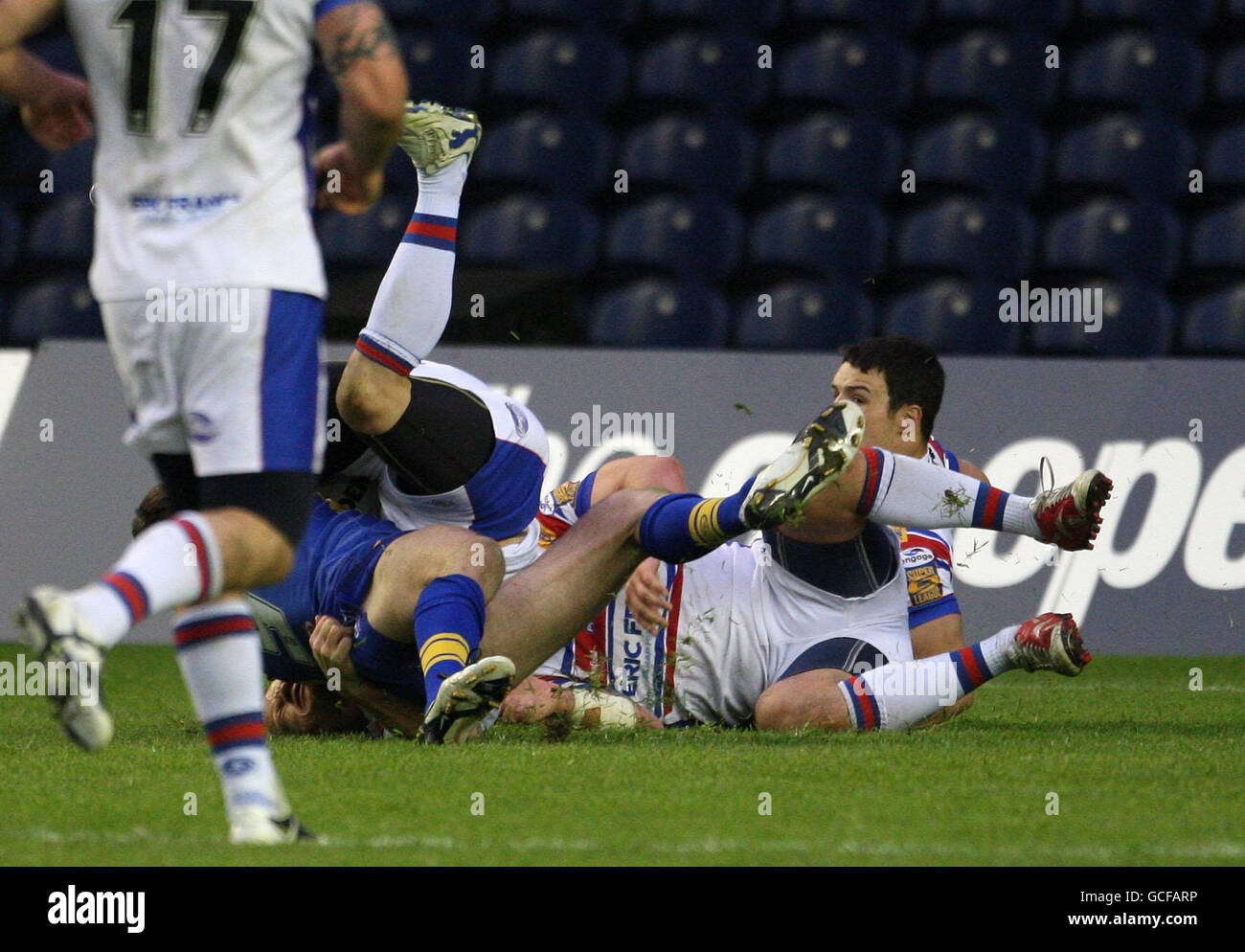 Danny Buderus de Leeds Rhinos marque l'essai gagnant lors du week-end magique à Murrayfield, Édimbourg. Banque D'Images