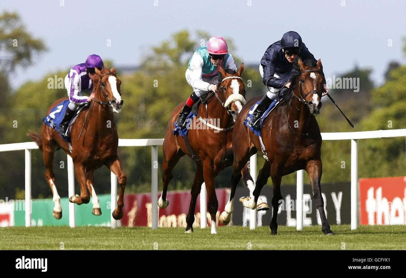 Midas Touch, monté par Johnny Murtagh, remporte les piquets du Derrinstown Stud Derby lors de la journée d'essai du Derrinstown Derby à l'hippodrome de Leopardstown, à Leopardstown. Banque D'Images