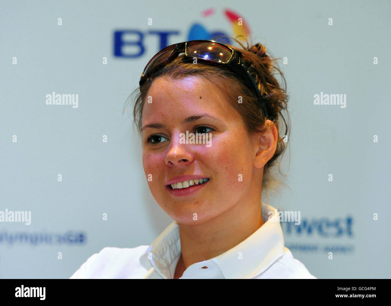 Sport - coupe du monde paralympique BT 2010 - Conférence de presse - Stade de la ville de Manchester.Liz Johnson en Grande-Bretagne lors de la conférence de presse préparatoire de la coupe du monde paralympique au stade de la ville de Manchester, à Manchester. Banque D'Images