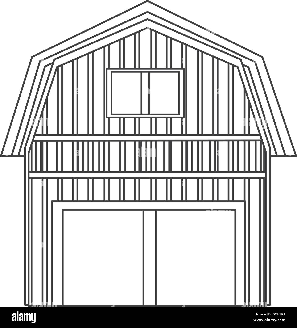 L'icône de grange en bois Illustration de Vecteur