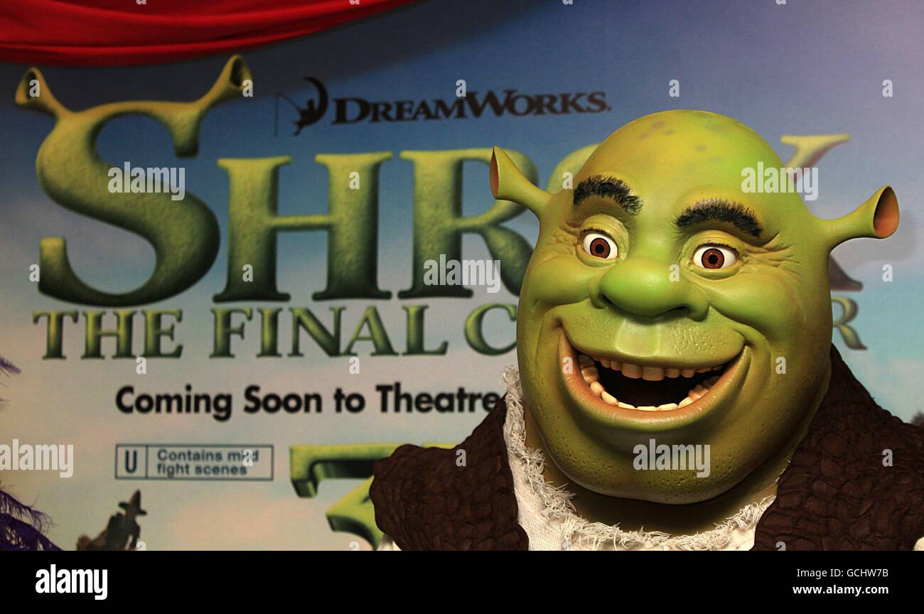 Shrek pour toujours après le gala de sélection de célébrité - Londres.Shrek arrive pour la projection de gala de la célébrité de Shrek pour toujours après au vue West End, Londres. Banque D'Images