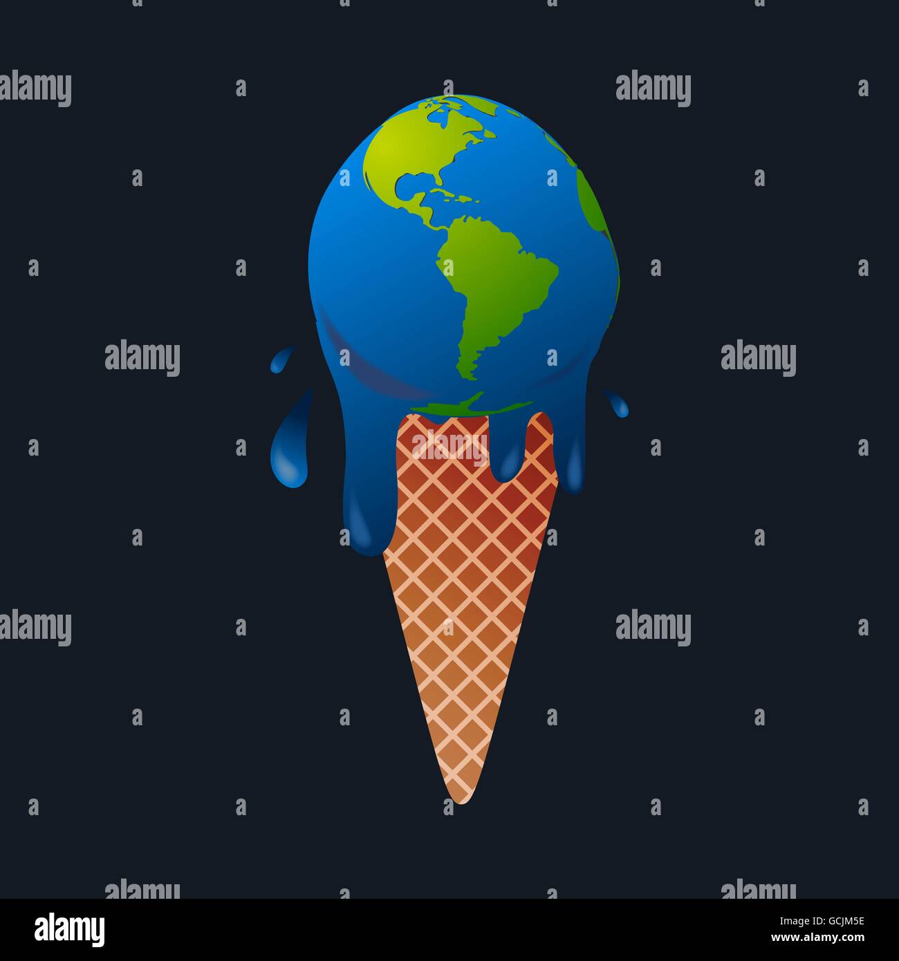La crème glacée fond de la terre - le réchauffement de la concept. Illustration vecteur EPS 10. Illustration de Vecteur
