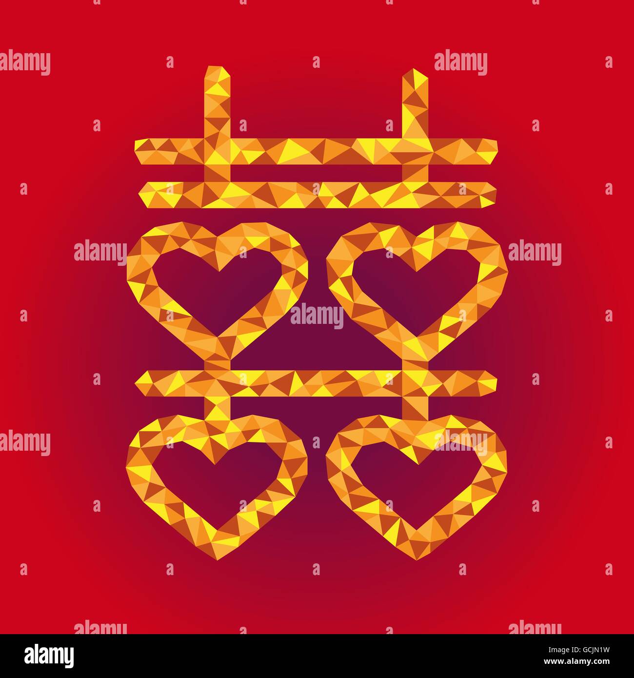 Symbole chinois de double happiness et mariage Illustration de Vecteur