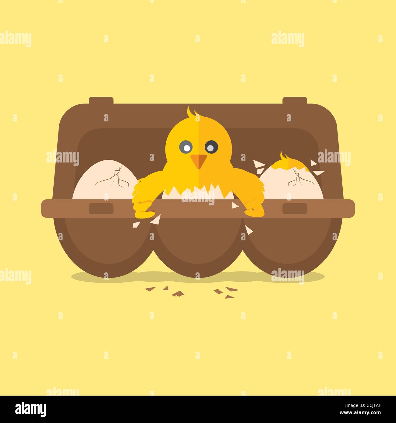 Seul nouveau né a frappé l'Oeuf Poussin Vector Illustration Illustration de Vecteur