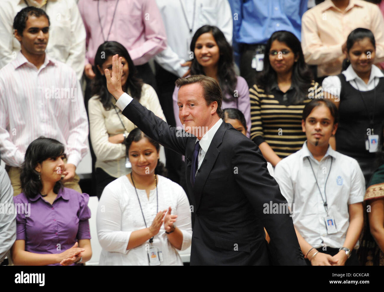 Le Premier ministre David Cameron à Infosys à Bangalore, au cours de sa visite de trois jours en Inde. Banque D'Images